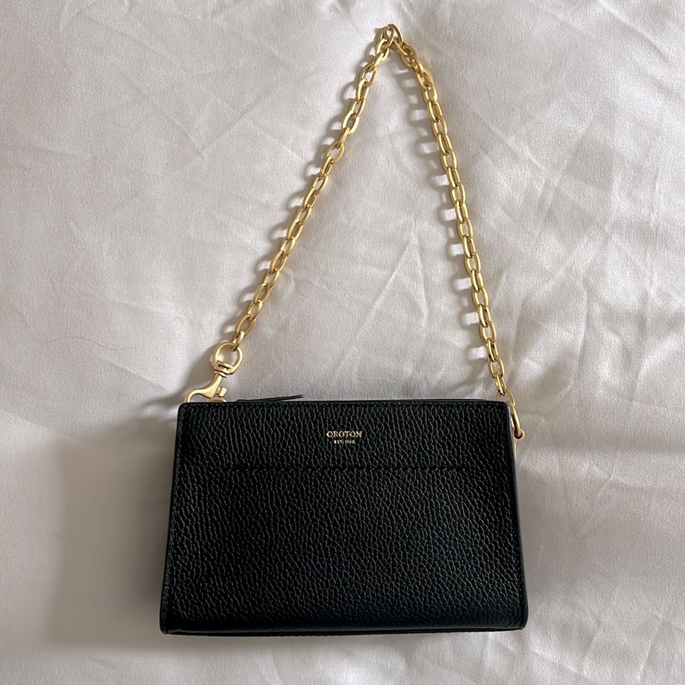 OROTON Gold Chain Leather Bag - Small